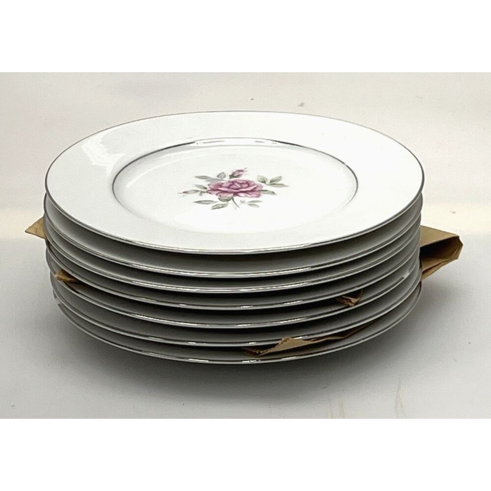 Vintage Crown Royal Fine China Majestic Rose 6 Inch Plates - Lot Of 7